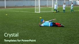  Presentation with goal - Theme having duel - happy boy football player background and a tawny brown colored foreground