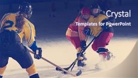  Presentation with teen girls - Cool new PPT layouts with duel - ice hockey sport players backdrop and a navy blue colored foreground