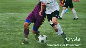  Presentation with sports field - Colorful presentation enhanced with duel - playing football soccer game backdrop and a tawny brown colored foreground