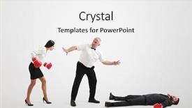  Presentation with boxer - Cool new slide deck with duel - referee holding angry businesswoman backdrop and a white colored foreground
