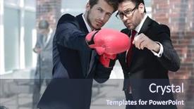  Presentation with strategy - Theme having duel - senior businessman explains the strategy background and a tawny brown colored foreground