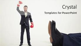  Presentation with red grey - Beautiful presentation design featuring duel - smiley winner businessman in red backdrop and a white colored foreground