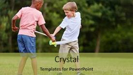  Presentation with knights - Cool new presentation theme with duel - two children fighting as pirates backdrop and a yellow colored foreground