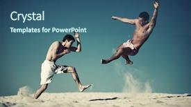  Presentation with sport blue - Cool new presentation theme with duel - two young men sport fighting backdrop and a ocean colored foreground