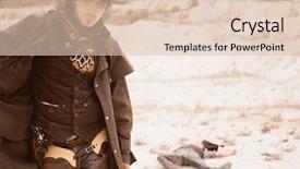  Presentation with cowboys - Audience pleasing PPT theme consisting of duel between cowboys affair backdrop and a lemonade colored foreground