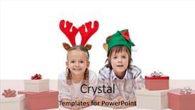  Presentation with christmas elf - PPT theme enhanced with duende - happy kids wearing elf background and a coral colored foreground