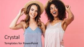  Presentation with skin color - Presentation theme featuring duet - two beautiful summer women background and a lemonade colored foreground