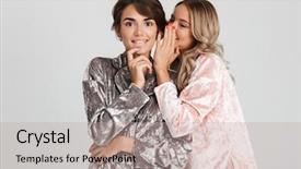  Presentation with cheerful - Slides with duet - two cheerful girls wearing pajamas background and a  colored foreground