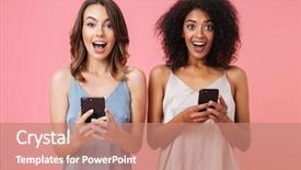  Presentation with cheerful - Colorful presentation theme enhanced with duet - two cheerful young girl backdrop and a coral colored foreground