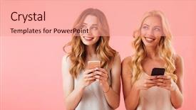  Presentation with two black women - Presentation featuring duet - two pensive pleased pretty women background and a coral colored foreground