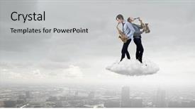  Presentation with young man and a woman - Theme consisting of duet of young man background and a light gray colored foreground