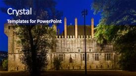  Presentation with castle - PPT theme featuring duke - castle in town guimaraes portugal background and a  colored foreground