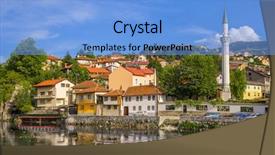  Presentation with bosnia - Colorful presentation theme enhanced with duke - old town sarajevo bosnia backdrop and a light blue colored foreground