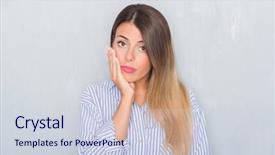  Presentation with depression - Presentation consisting of dull - young adult woman over grunge background and a sky blue colored foreground