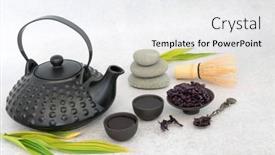  Presentation with beverage tea - Presentation theme having dulse-herbal-drink-for-japanese background and a white colored foreground