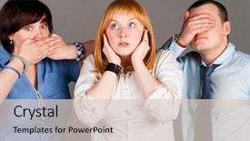  Presentation with blind people - Amazing slide set having dumb blind three business people backdrop and a lemonade colored foreground