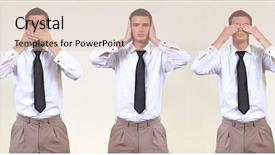  Presentation with hear - PPT theme featuring dumb people - see hear speak no evil background and a lemonade colored foreground