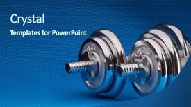  Presentation with sport blue - PPT layouts featuring dumbbell and weights on blue background and a  colored foreground