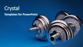  Presentation with bodybuilding - Cool new slides with dumbbell and weights on blue backdrop and a ocean colored foreground