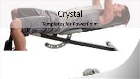  Presentation with press - Cool new presentation design with dumbbell chest press exercise studio shot over white backdrop and a sky blue colored foreground