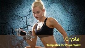  Presentation with weightlifting - Beautiful slides featuring dumbbell flexing biceps over concrete backdrop and a  colored foreground