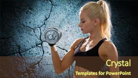  Presentation with weightlifting - PPT layouts featuring dumbbell flexing biceps over concrete background and a  colored foreground