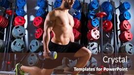  Presentation with weightlifting - Amazing presentation theme having dumbbell man workout fitness club at weightlifting gym backdrop and a tawny brown colored foreground