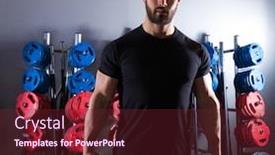  Presentation with weightlifting - Audience pleasing presentation theme consisting of dumbbell man workout fitness club at weightlifting gym backdrop and a tawny brown colored foreground