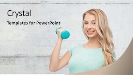  Presentation with weight - Beautiful PPT layouts featuring dumbbell over gray concrete backdrop and a  colored foreground