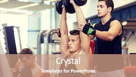  Presentation with flexing - PPT theme enhanced with dumbbells and personal trainer background and a coral colored foreground