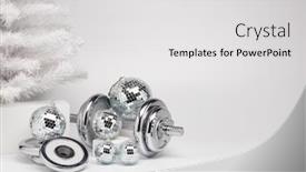  Presentation with web design - Colorful slide set enhanced with dumbbells-christmas-fir-tree backdrop and a light gray colored foreground