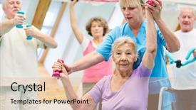  Presentation with trains - Slides featuring old woman trains with dumbbells background and a lemonade colored foreground