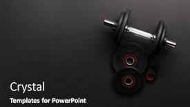  Presentation with healthy lifestyle - PPT theme featuring dumbbells-sport-fitness-and-healthy background and a black colored foreground