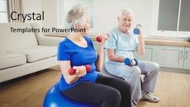  Presentation with elderly home - Slide deck enhanced with dumbbells while sitting on exercise background and a  colored foreground