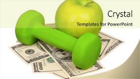  Presentation with apple - Slides featuring dumbbells with apple on heap background and a yellow colored foreground