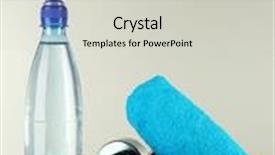  Presentation with water bottle - Cool new PPT theme with dumbbells with towel and bottle of water on grey background backdrop and a light gray colored foreground