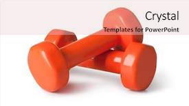  Presentation with dumbell - Beautiful theme featuring dumbell - dumbbell isolated on white background backdrop and a lemonade colored foreground