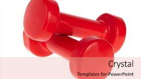  Presentation with hand wrist pain - Amazing PPT layouts having dumbell - pair of red hand weights backdrop and a coral colored foreground