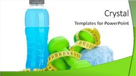  Presentation with tape measure - PPT theme with dumbells tape measure and drink background and a white colored foreground