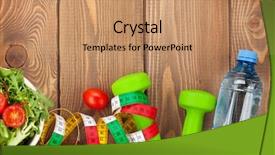  Presentation with tape measure - Beautiful slide set featuring dumbells tape measure and healthy backdrop and a coral colored foreground