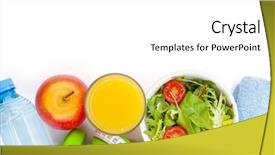  Presentation with healthy food and herb - Slides having dumbells tape measure healthy food background and a white colored foreground