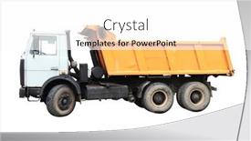  Presentation with dump truck - Beautiful theme featuring dump-body-truck-under backdrop and a white colored foreground