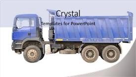  Presentation with dump truck - Colorful presentation theme enhanced with dump-body truck backdrop and a light blue colored foreground
