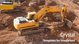  Presentation with dump site - Colorful slide deck enhanced with dump truck - construction site with yellow tractors backdrop and a tawny brown colored foreground