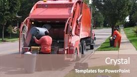  Presentation with dump truck - Cool new PPT theme with dump truck - dustmen at work backdrop and a coral colored foreground