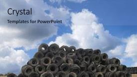  Presentation with scenery - Beautiful PPT theme featuring dump truck - scrapyard scenery backdrop and a light blue colored foreground