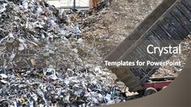  Presentation with waste - Cool new PPT theme with dump truck - waste collection center backdrop and a gray colored foreground