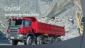  Presentation with dump truck - Presentation theme featuring dump truck and excavator background and a gray colored foreground
