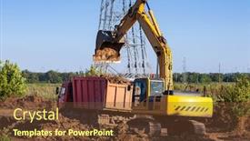  Presentation with dump site - Presentation theme consisting of dump-truck-and-excavator background and a tawny brown colored foreground