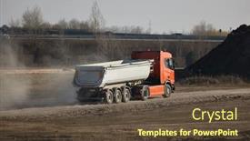  Presentation with dump site - Presentation theme enhanced with dump-truck-at-a-road background and a tawny brown colored foreground